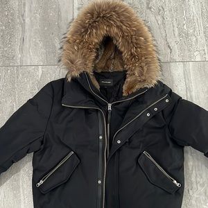 Mens Mackage down coat with real fur like new condition